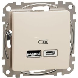 Schneider Új Sedna Dupla Usb Töltő, A+C, 2.4a, Bézs