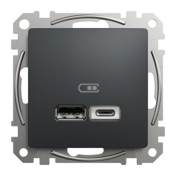Schneider Új Sedna Dupla Usb Töltő, A+C, 2.4a, Antracit