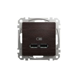 Schneider Új Sedna Dupla Usb Töltő, A+A, 2.1a, Wenge