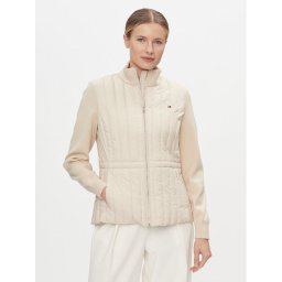 Tommy Hilfiger Átmeneti kabát Lw Padded Knit Mix Jacket WW0WW41165 Bézs Slim Fit