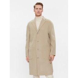 Calvin Klein Gyapjú kabát K10K111601 Bézs Regular Fit
