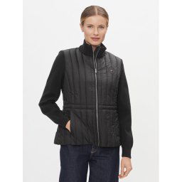 Tommy Hilfiger Átmeneti kabát Lw Padded Knit Mix Jacket WW0WW41165 Fekete Slim Fit