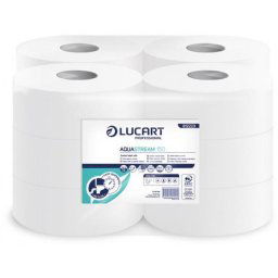 Toalettpapír, 2 rétegű, nagytekercses, 150 m, 19 cm átmérő, LUCART \Aquastream 150\, fehér [