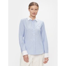 Tommy Hilfiger Ing Fill A Fill Regular Shirt WW0WW40531 Kék Slim Fit