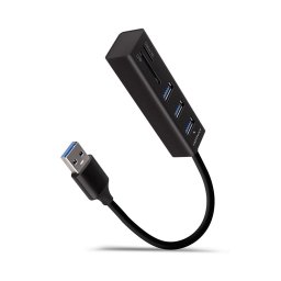 USB3.2 Gen1 Hub 3 portos kártyaolvasóval fekete AXAGON (HMA-CR3A)