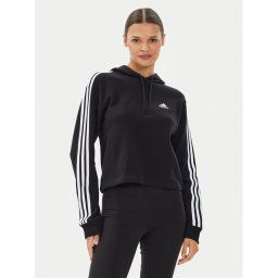 adidas Pulóver Essentials 3-Stripes French Terry Crop Hoodie IC8767 Fekete Regular Fit