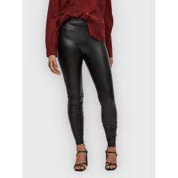 Vila Műbőr nadrág Barb 14074751 Fekete Slim Fit