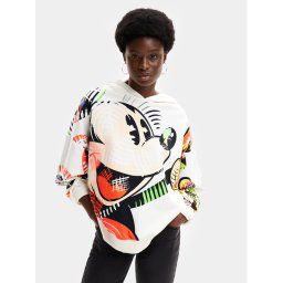 Desigual Pulóver MONSIEUR CHRISTIAN LACROIX Mickey Cubist 24SWSK57 Fehér Oversize