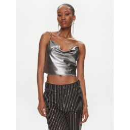 ROTATE Felső Metallic Crop Top 1116512293 Ezüst Regular Fit