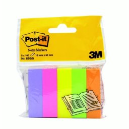 3M POSTIT Jelölőcímke, papír, 5x100 lap, 15x50 mm, 3M POSTIT, vegyes