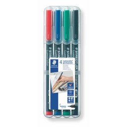 STAEDTLER Alkoholos marker készlet, OHP, 0,6 mm, STAEDTLER "Lumocolor(R) 318 F", 4 különböző szín