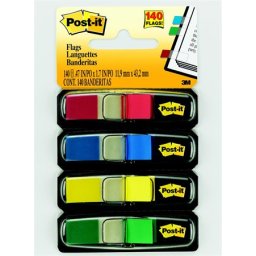3M POSTIT Jelölőcímke, műanyag, 4x35 lap, 12x43 mm, 3M POSTIT, vegyes