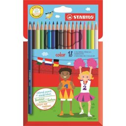 STABILO Színes ceruza készlet, hatszögletű, STABILO "Color", 18 különböző szín