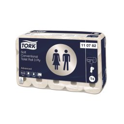 TORK Toalettpapír, T4 rendszer, 3 rétegű, 12,5 cm átmérő, Advanced, TORK, fehér