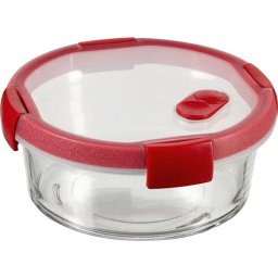 CURVER Ételtartó, kerek, üveg, 1,2 l, CURVER "Smart Cook", piros