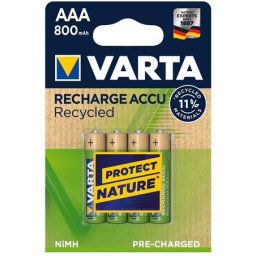 VARTA Tölthető elem, AAA mikro, újrahasznosított, 4x800 mAh, VARTA