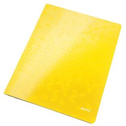 LEITZ Gyorsfűző, laminált karton, A4, LEITZ "Wow", sárga
