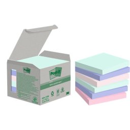 3M POSTIT Öntapadó jegyzettömb, 76x76 mm, 6x100 lap, 3M POSTIT "Nature", vegyes pasztell színek