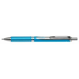 PENTEL Zseléstoll, 0,35 mm, nyomógombos, égszínkék tolltest, PENTEL "EnerGel BL-407" fekete, ajándék kék tollbetéttel