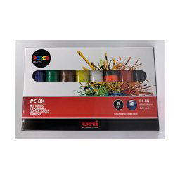 UNI Dekormarker készlet, 8 mm, vágott, UNI "Posca PC-8K", 8 különböző szín