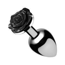 Booty Sparks Black Rose - alumínium anál plug (ezüst-fekete)