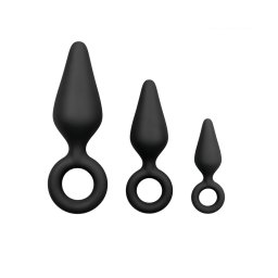 EasyToys - gyűrűs anál plug szett - 3 db (fekete)