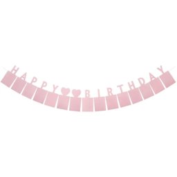 Fénykép tartós, Happy birthday fűzér, pink, 3 m