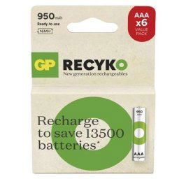 GP ReCyko NiMH Akkumulátor HR03 (AAA) 950mAh 6db