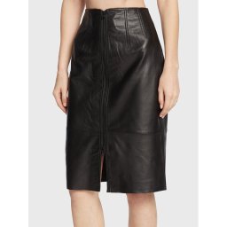 Bruuns Bazaar Bőr szoknya Petrah Mille BBW3081 Fekete Regular Fit