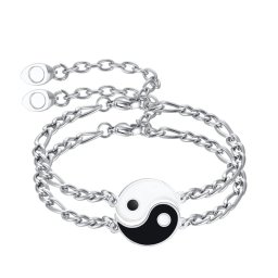 Jin-Jang mágneses páros karkötő szett nemesacélból