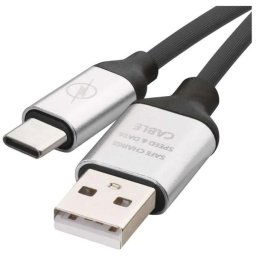 Töltő- és adatkábel USB-A 2.0 / USB-C 2.0, 1 m, fekete SM7025BL