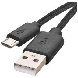 Töltő- és adatkábel USB-A 2.0 / micro USB-B 2.0, 2 m, fekete SM7008BL