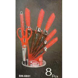 Bachmayer 8 részes Késkészlet állvánnyal ollóval - BM-6851 - Piros