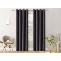 OXFORD fekete függöny 140x250 cm Felfüggesztés: Hullámos sínszalag