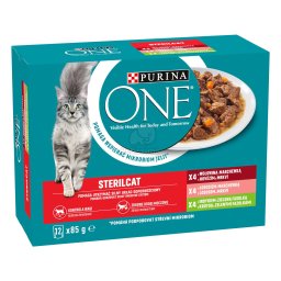 Purina One Sterilcat teljes értékű állateledel felnőtt macskák számára - marha, lazac, pulyka 12 x 85 g