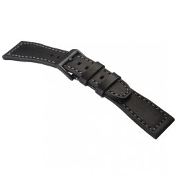 STAILER Premium Aviator bőr óraszíj, fekete/szürke 21/18 L