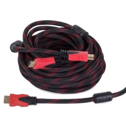 HDMI kábel 10 méteres extra erős kivitel aranyozott csatlakozókkal 4K támogatással - fekete/piros (10m-hdm)