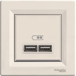 Schneider EPH2700223 ASFORA Dupla USB töltő, 2.1A, A+A, bézs