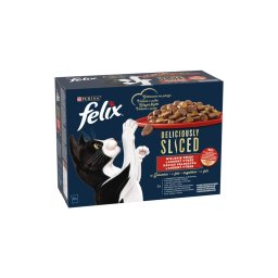 FELIX DELICIOUSLY SLICED Házias válogatás aszpikban nedves macskaeledel 12x80g