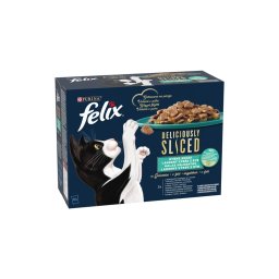 FELIX DELICIOUSLY SLICED Halas válogatás aszpikban nedves macskaeledel 12x80g
