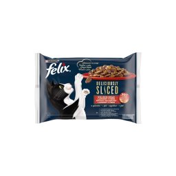 FELIX DELICIOUSLY SLICED Házias válogatás aszpikban nedves macskaeledel 4x80g