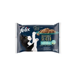 FELIX DELICIOUSLY SLICED Halas válogatás aszpikban nedves macskaeledel 4x80g