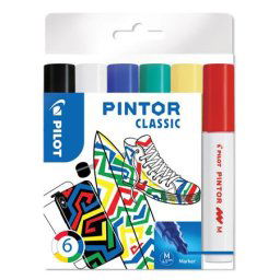 PILOT Dekormarker készlet, 1,4 mm, PILOT "Pintor M" 6 különböző klasszikus szín