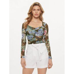 Guess Blúz W4GP24 KBAH2 Zöld Slim Fit