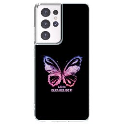 Átlátszó szilikon tok az alábbi mobiltelefonokra Samsung Galaxy S21 Ultra 5G G998B - Diamanty Purple