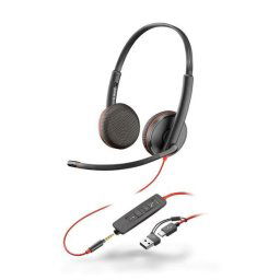 Poly Blackwire 3225 fejhallgató, 3,5 mm-es jack USB-C/A adapter, sztereó