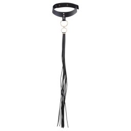 Bijoux Indiscrets - BDSM korbács és nyakörv egyben pároknak (fekete)