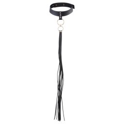 Bijoux Indiscrets - BDSM korbács és nyakörv egyben pároknak (fekete)