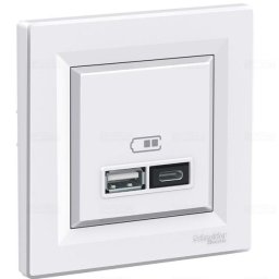Schneider EPH2700321 ASFORA Dupla USB töltő, 2.4A, A+C, fehér