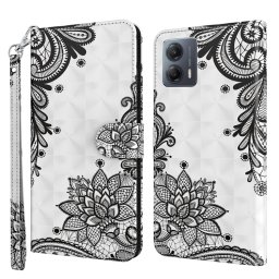 ART pénztárca borító Motorola Moto G54 5G / G54 5G Power Edition BLACK FLOWER készülékhez
